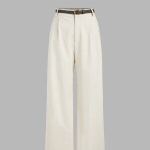 Linen Blend Wide Leg Trouser